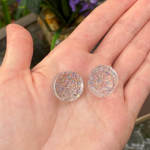 Plug Gauge Size 0 Earrings Blue Sparkly Clear - Picture 5 of 11